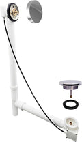 Westbrass D50P27TLERE-26 27' Cable Drive Bath Drain Trim with Rotary Overflow Cover Knob, Pop-Up Stopper and Poly Tubular Pipes & Fittings, Polished Chrome