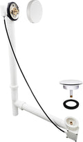 Westbrass D50P27TLERE-50 27' Cable Drive Bath Drain Trim with Rotary Overflow Cover Knob, Pop-Up Stopper and Poly Tubular Pipes & Fittings, Powder Coat White