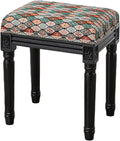 Upholstered Vanity Stool with Carved Dressing Makeup Bench with Solid Wood Legs Multi-Functional and Comfy Retro Bench Piano Seat for Bedroom, Bathroom, Vanity Table,Diamond Pattern