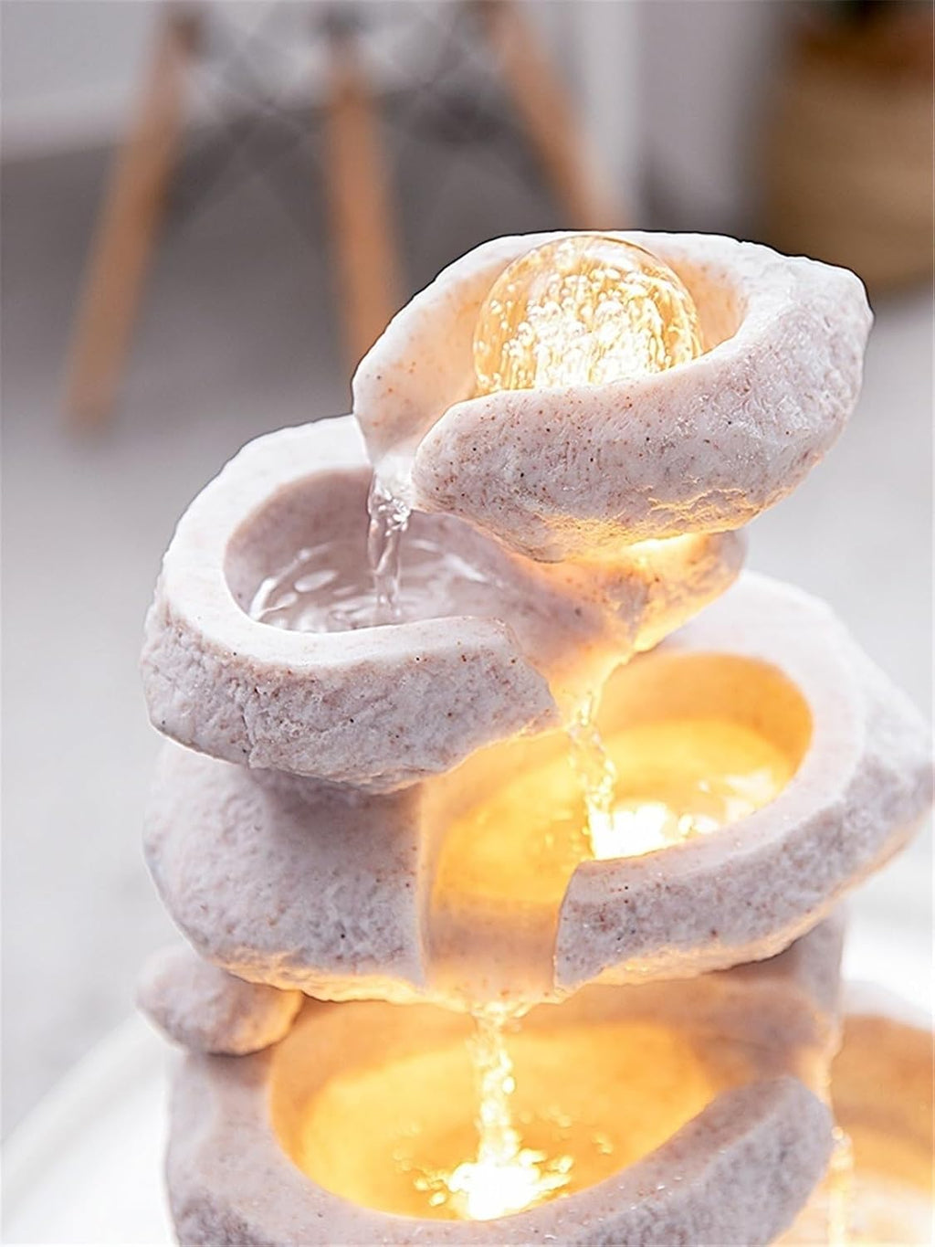 Tabletop Fountain Cascading Tabletop Water Fountain, Meditation Waterfall Feature, Feng Shui