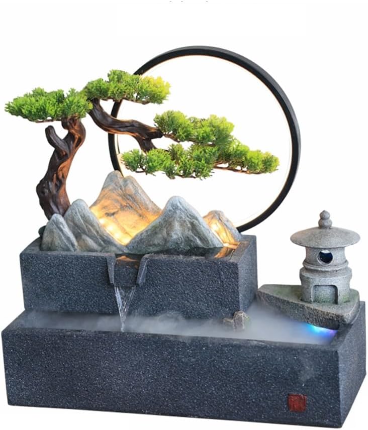 Indoor Waterfall Fountain Creative Tabletop Fountain with Mini Rockery Aquarium Feng Shui Waterfall Decor Tabletop Fountains Decor