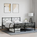 Queen Size Metal Bed Frame with Footboard Black 59.1'x78.7' Sturdy Steel Platform Bed Frame with Underbed Storage Space for Bedroom
