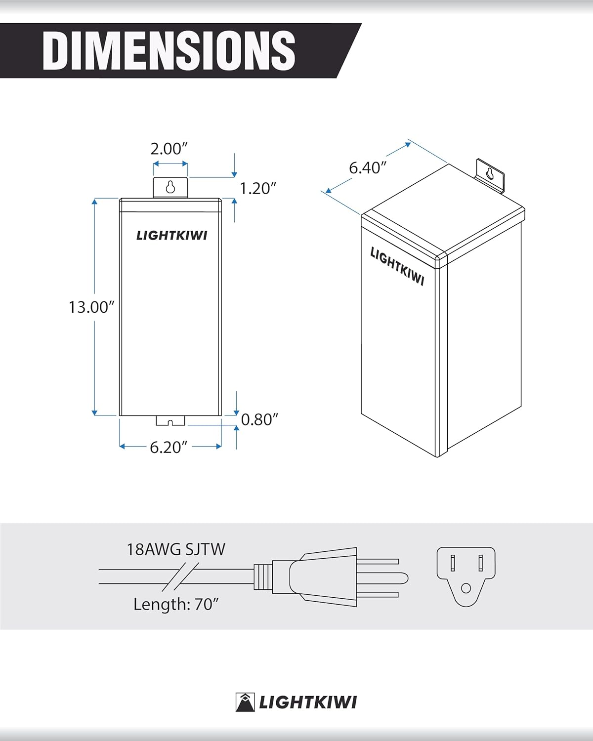 Lightkiwi 300W Landscape Lighting Transformer - Adjustable 12-15V Multi-Tap Weatherproof Outdoor - ETL Listed for Low Voltage Systems
