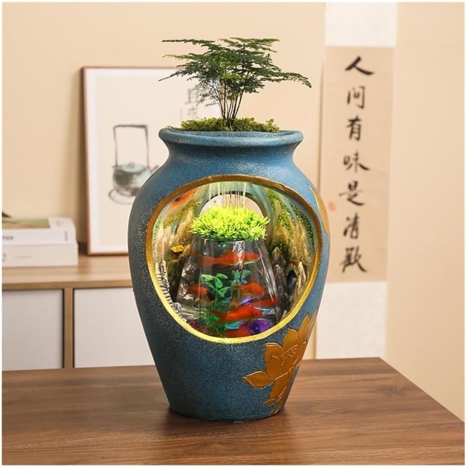 Desktop Fountain Tabletop Fountain, Desktop Fish Tank Relaxing Ambiance for Home and Office Decor for Office, Living Room