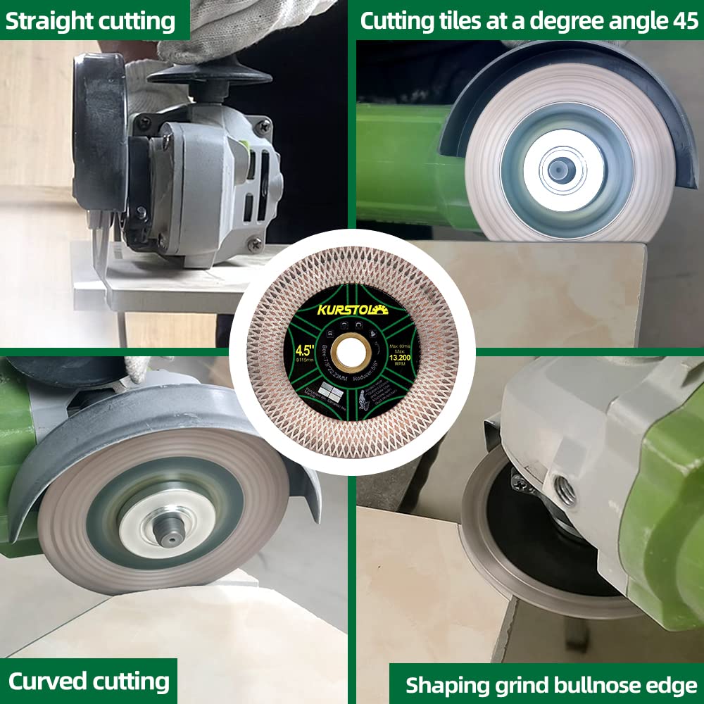 Tile Diamond Saw Blade -10pcs 4'/105mm Dual-Purpose Diamond Cutting Disc,Angel Grinder Blade Arbor 7/8'-5/8' for Cutting and Grinding Ceramic Tiles,Porcelain,Granite,Marble