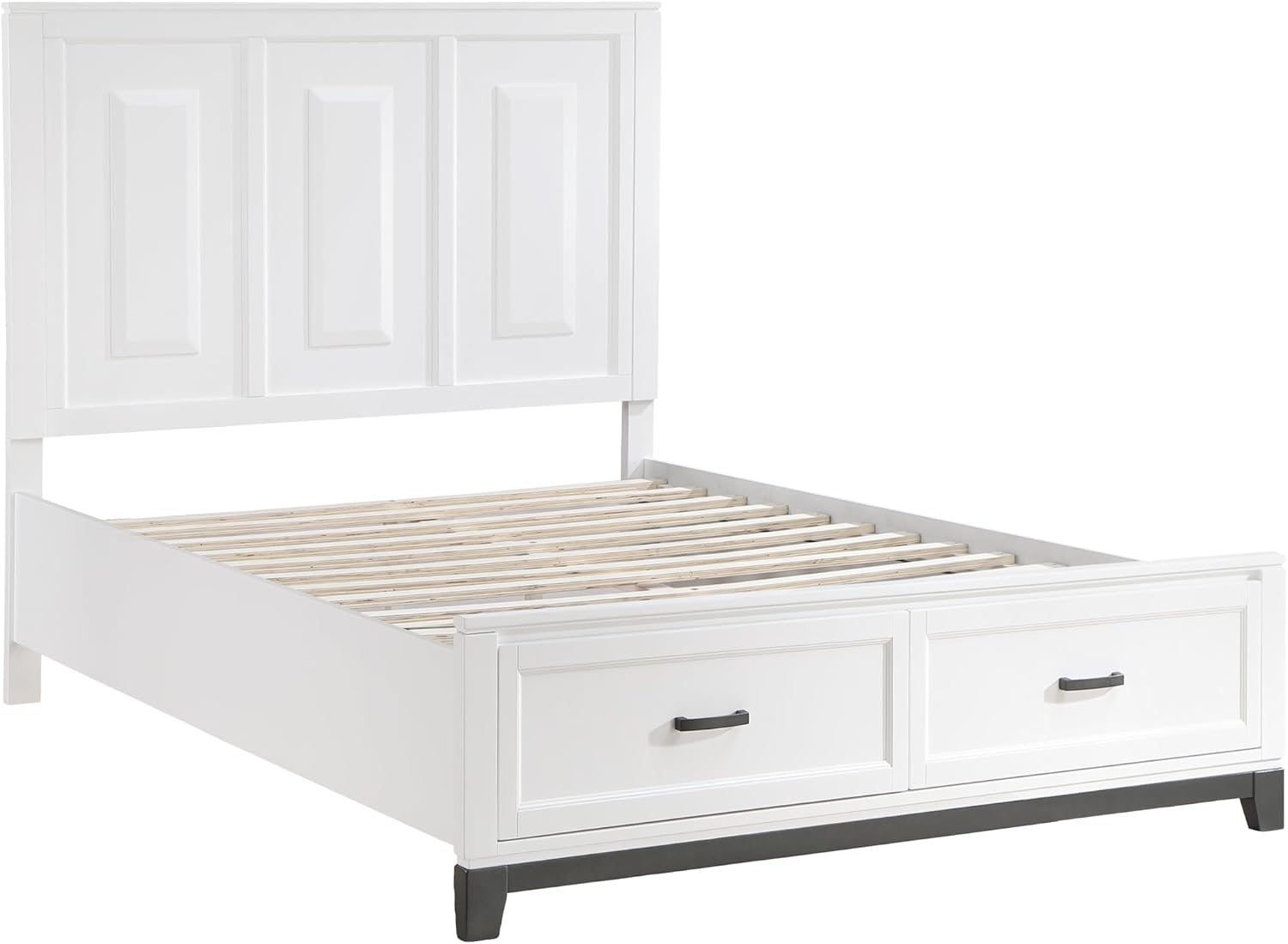 Transitional Bedroom Queen Size 4-Pieces Set Platform Bed Footboard Drawers White Finish Furniture