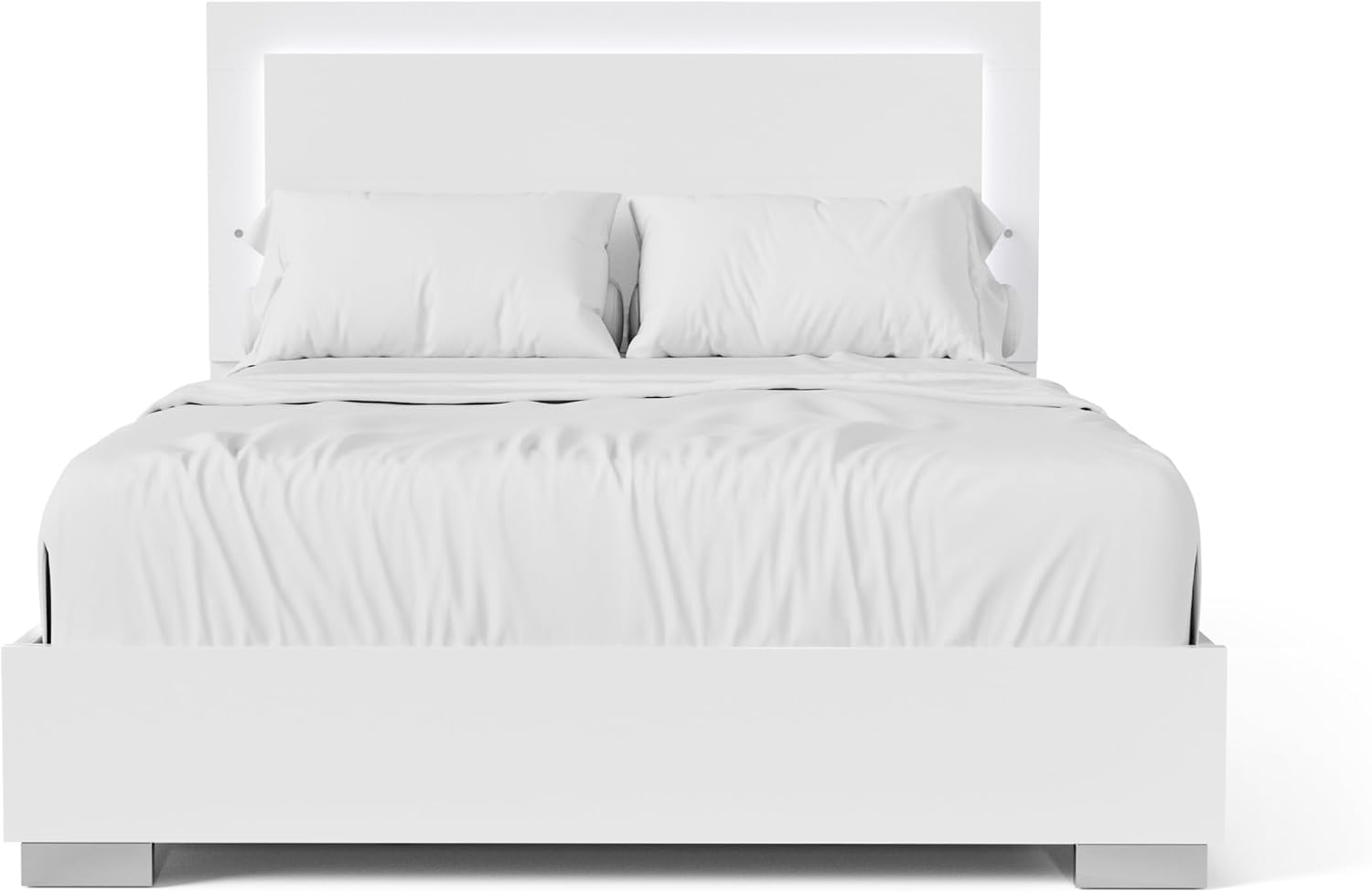 Furniture of America Alistair Modern Wood 3-Piece Bedroom Collection with Bed Frame and 2-Drawer Nightstands Set of 2, Box Spring Required, White, Queen