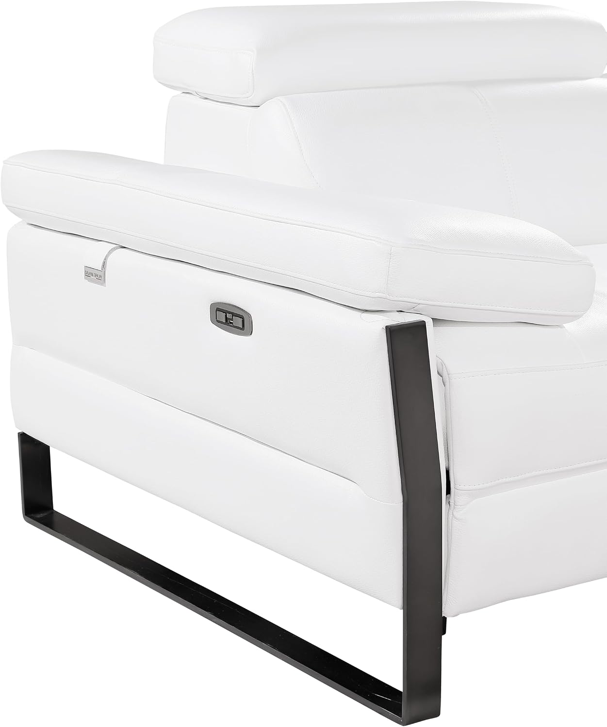 BlackJack Furniture Antonio 8 Piece U Shaped Power Reclining Sectional Sofa, Modular Couch with Top Grain Italian Leather, 4 Electric Recliners, USB & Wireless Chargers, Storage Console, White