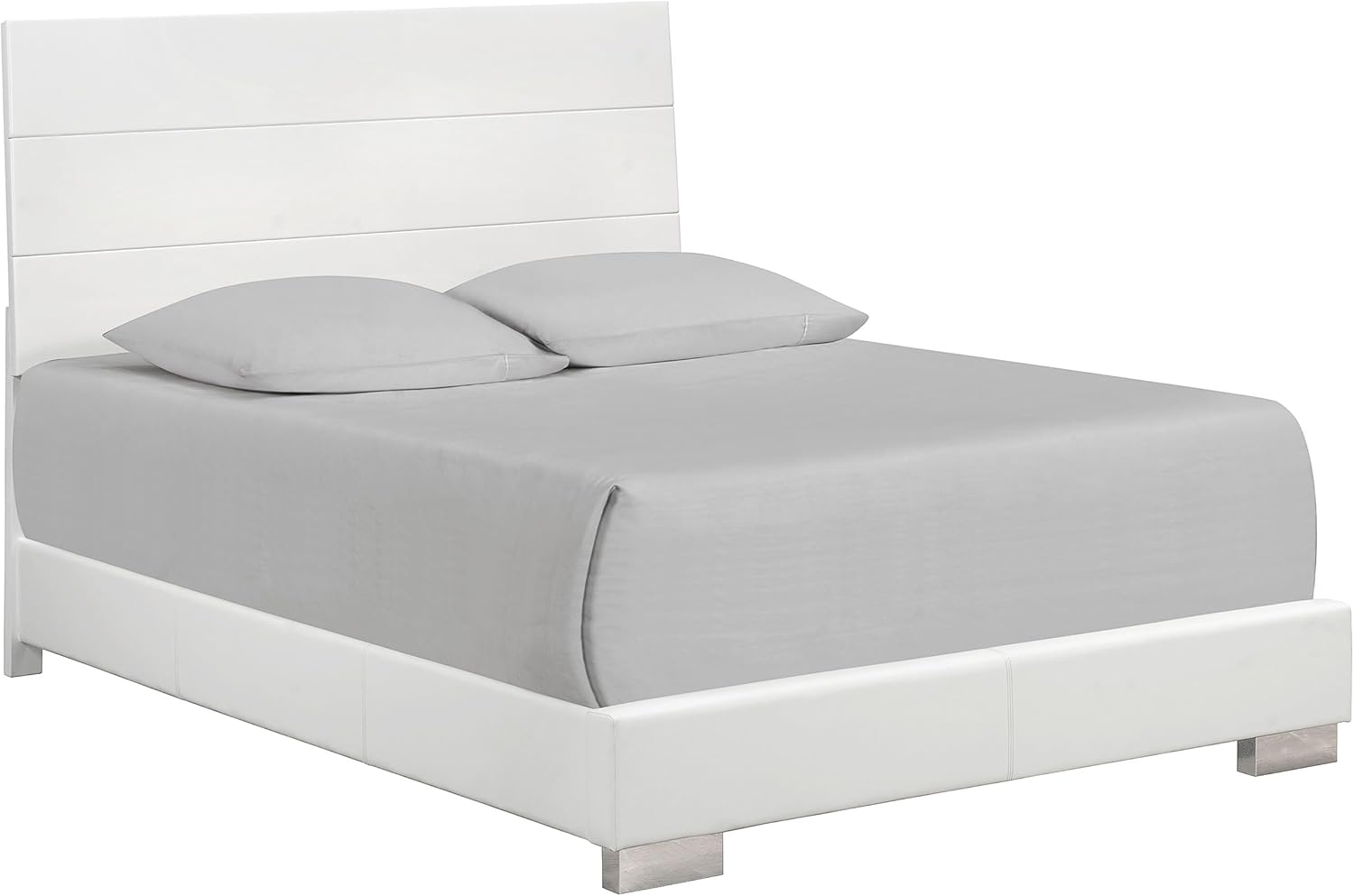 Coaster Home Furnishings Felicity Contemporary 5-Piece Bedroom Set California King Size Panel Bed Frame 51-inch Headboard White High Gloss 203501KW-S5L