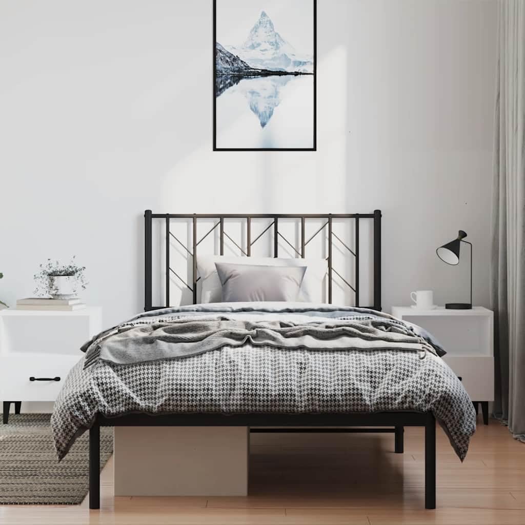 Metal Bed Frame with Headboard Black Twin Size Platform Bed Frame Sturdy Steel Construction Underbed Storage Space for Bedroom Furniture