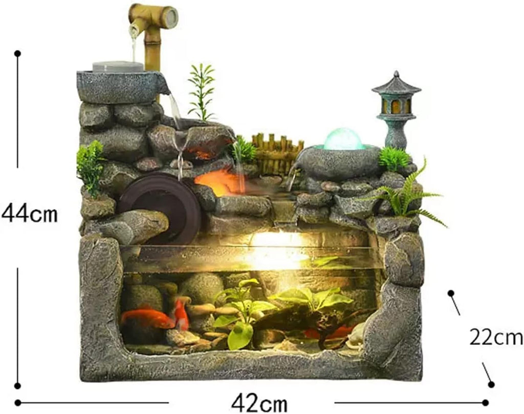 Indoor fountain Resin Tabletop Fountain Desktop Fountain and Fish Tank Indoor Decoration Rockery Fish Pond Water Fountain Atomization Humidification Natural Landscape Art Home Decoration Tabletop Foun