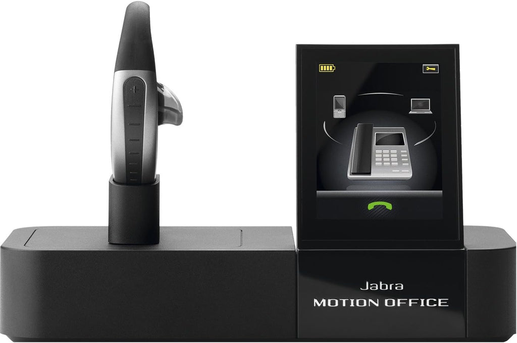 Jabra Motion Office MS Certified for Skype for Business Bluetooth Headset with Touch Screen Base for Desk Phone, VoIP Softphone, Mobile Phones and Tablets