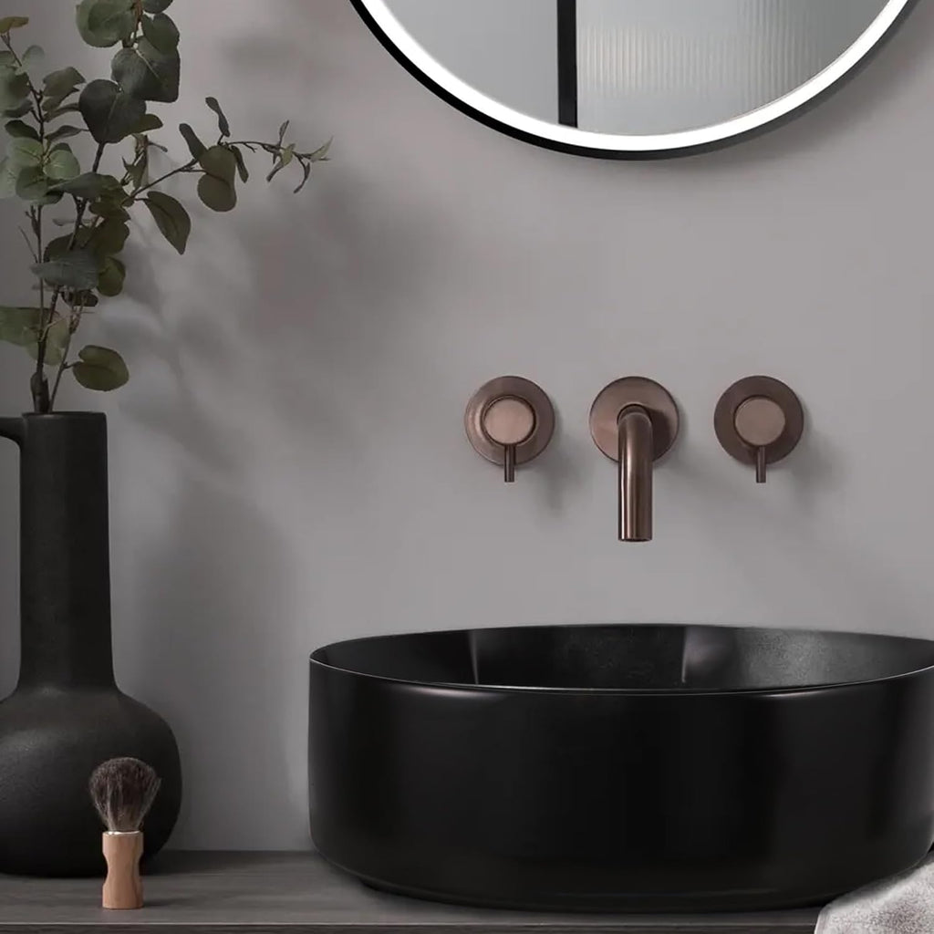 Strictly Sinks Round Ceramic Luxury Vessel Sink - 16 Inch Round Black Vessel Sink, Modern Ceramic Countertop Bathroom Sink – Easy to Install Above Counter Luxurious Bathroom Vessel Sink