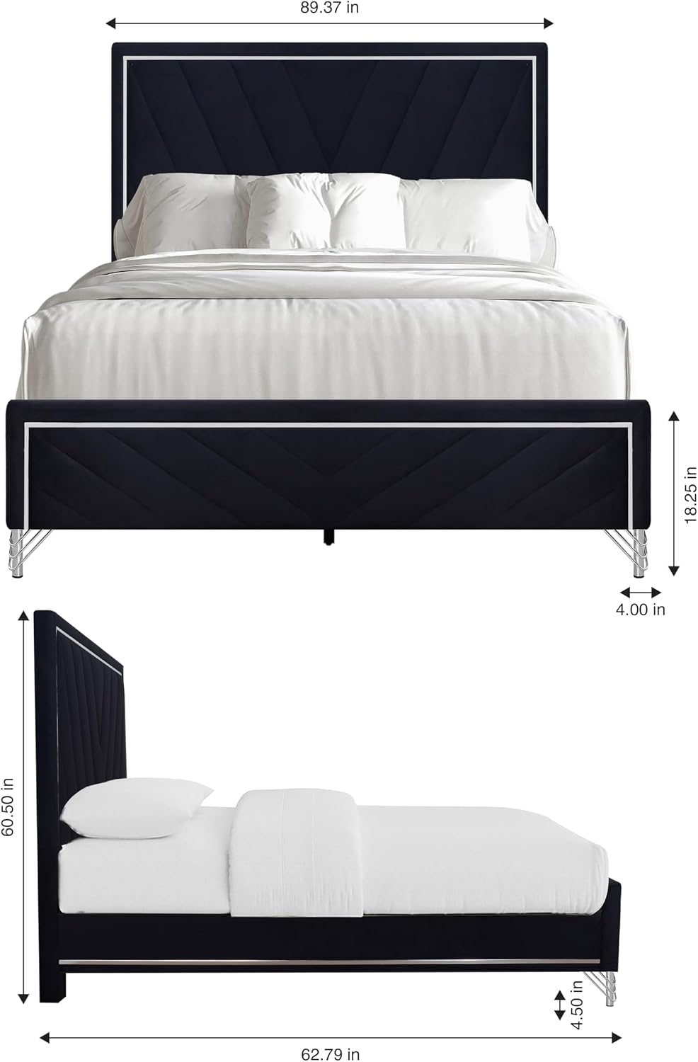 New Classic Furniture Ava 5-Piece Wood Queen Bedroom Set with 2 Nightstands, Ebony Black