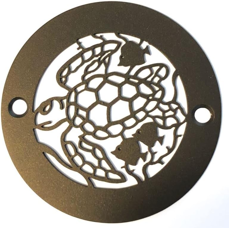 4 Inch Round Shower Drain Cover, Turtle Design (Oil Rubbed Bronze)