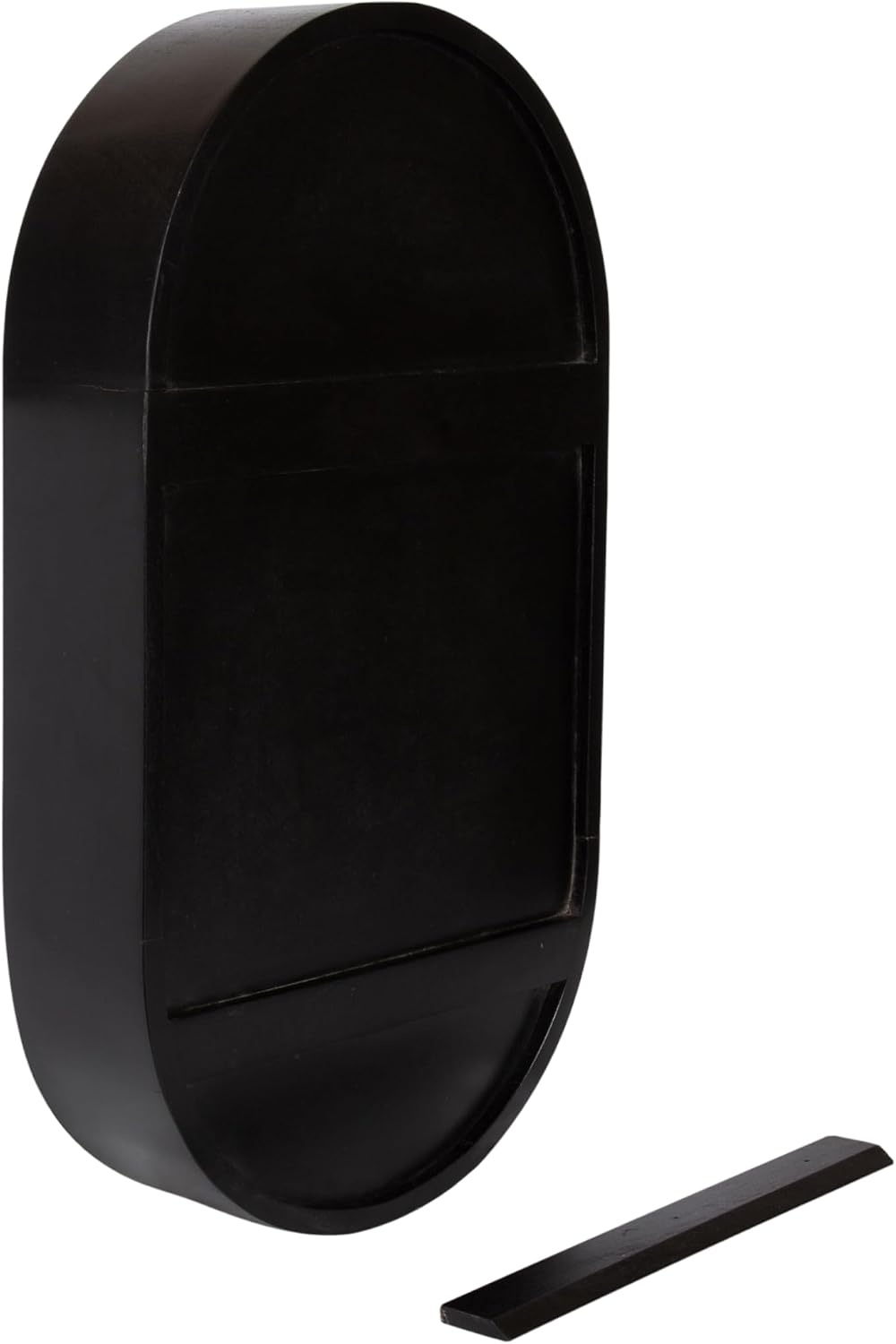 Kate and Laurel Hutton Modern Capsule Wall Shelf, 16 x 28, Light Natural and Black, Minimal Round Oval Wall Shelves for Above Toilet Bathroom Storage or Cute Nursery Shelving