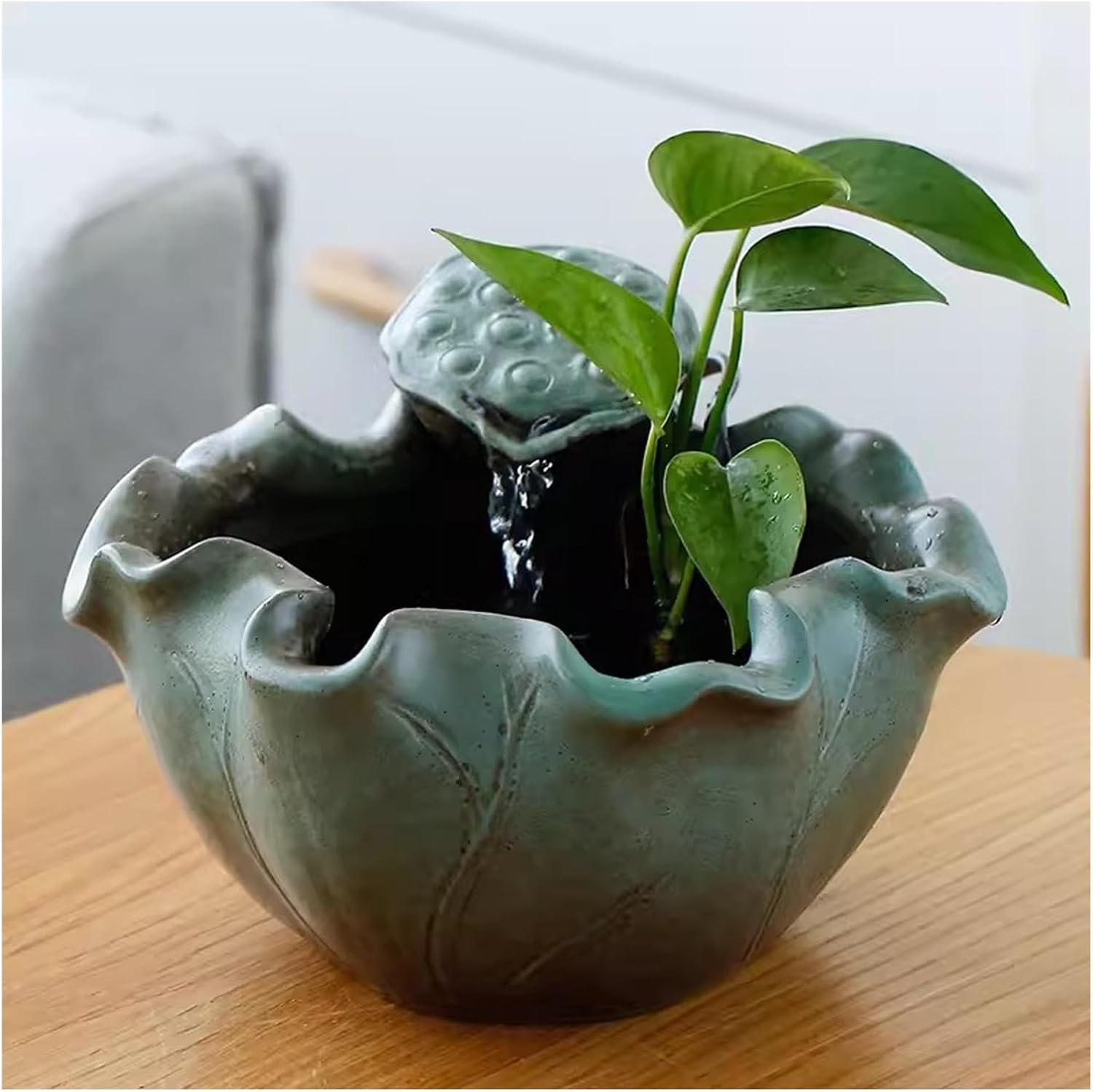 Tabletop Fountain New Chinese Style Ceramic Minimalist Small Flowing Water Financial Decoration Fountain Office Living Room Desktop Decoration Desktop Fountain