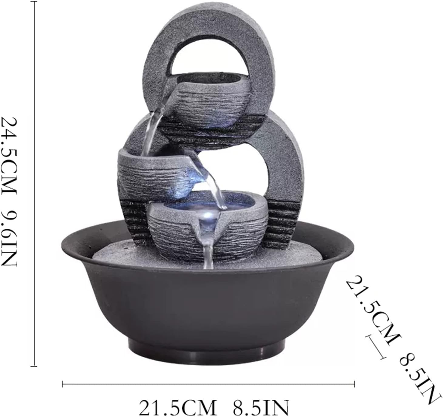 Waterfall Tabletop Fountain Simple Office Circulating Water Ornaments Desktop Lucky Fountain Landscape Living Room Fortune Feng Shui Wheel Ball Meditation Fountain