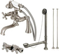Kingston Brass CCK228SN Vintage Deck Mount Clawfoot Tub Faucet Package with Supply Line, Brushed Nickel