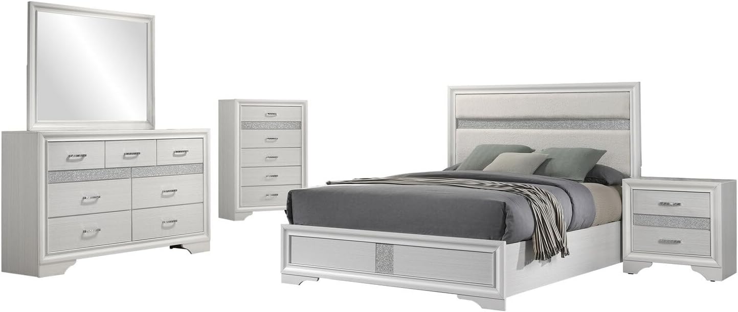 HomeStock Naturally Nice 5-Piece Eastern King Bedroom Set White