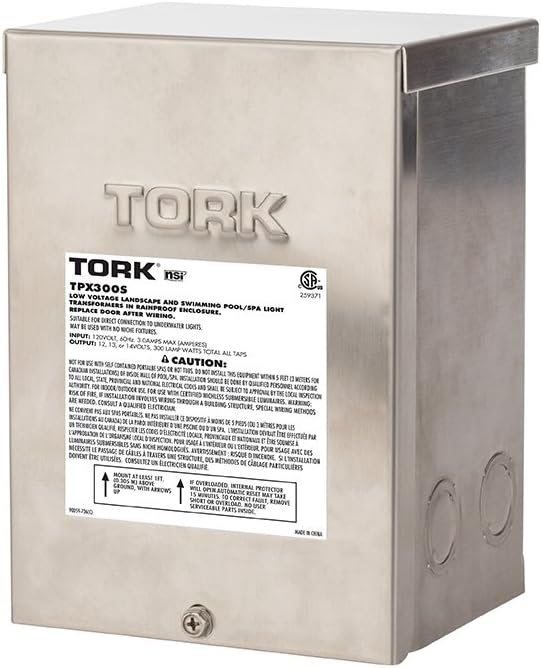 NSI Industries TORK TPX100S Low-Voltage 100-Watt Safety Transformer, For Indoor/Outdoor Pool/Spa, Landscape and Submersible Lighting Products, LED Compatible, Stainless Steel