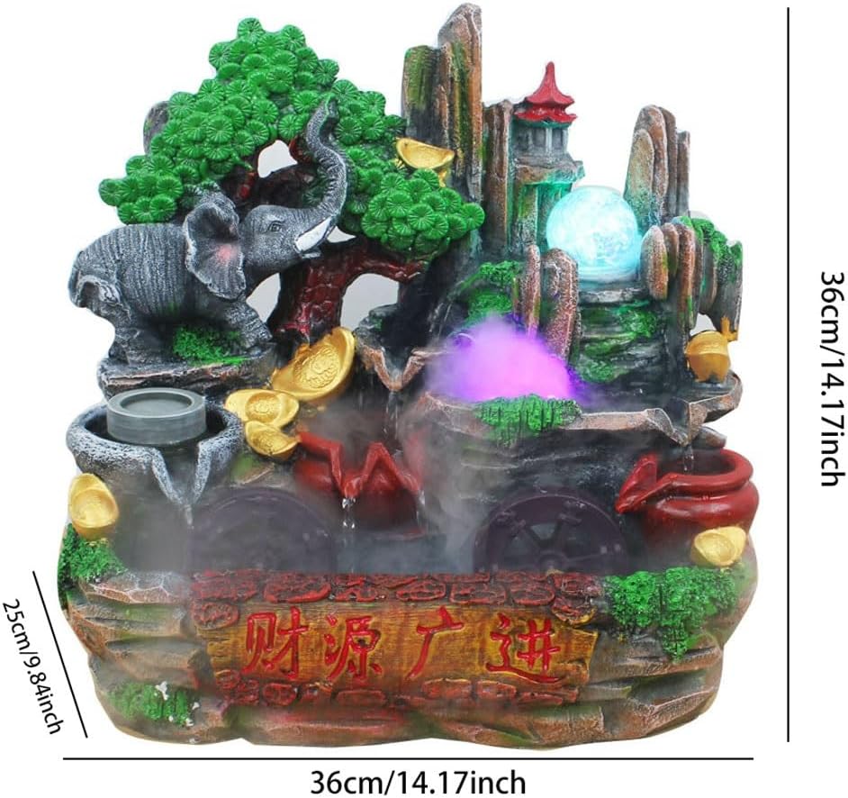 House Decorative Items Tabletop Fountain Fish Tank Resin Rockery Water Fountain Creative Home Decoration Crafts Tabletop Waterfall Fountain,A