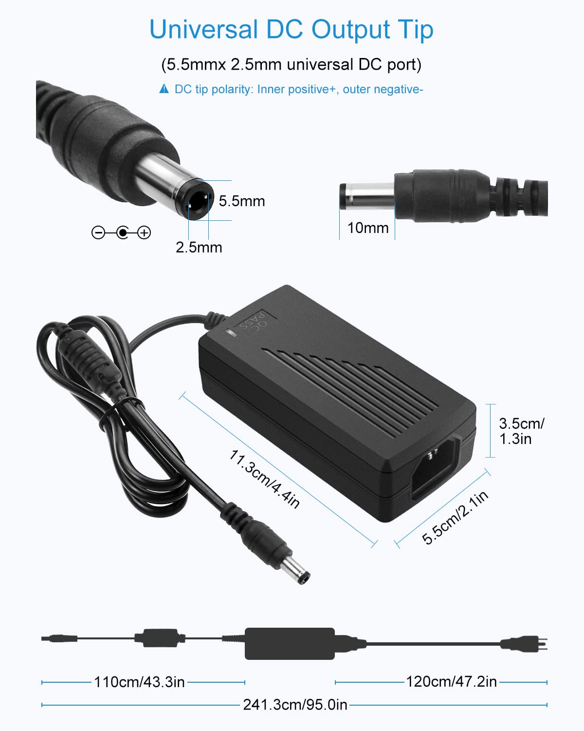 ALITOVE 12 Volt Power Supply 12V 5A Power Adapter AC 100-240V to DC 12V 60W Converter LED Driver Transformer with 5.5x2.5mm Plug for LED Strip Light CCTV Camera Webcam Router Radio transceiver,10pack