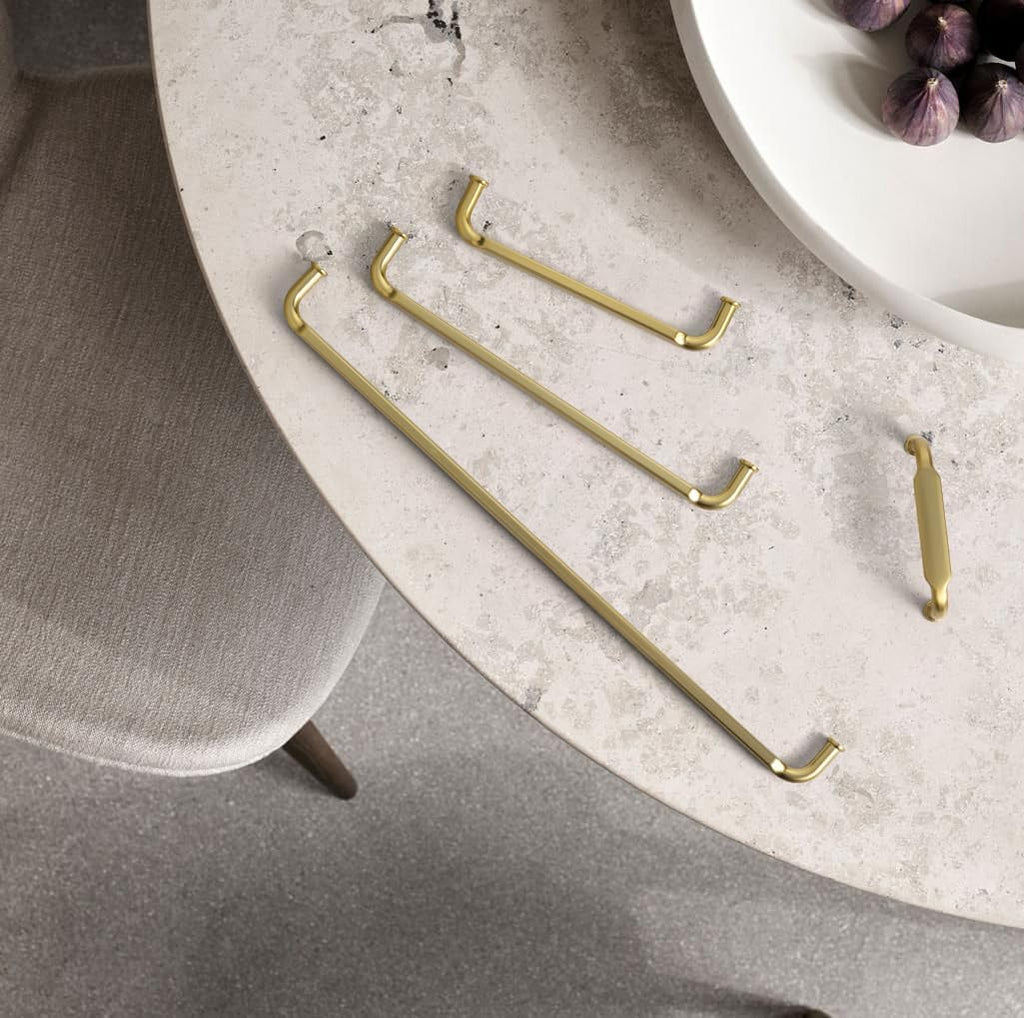Goo-Ki Brushed Gold Drawer Handles 12-3/5 in（320mm） Hole Centers Straight Bar Pull,6-Pack Solid Cabinet Handles for Kitchen Cabinets and Dresser Drawers 2202-LSJ-320