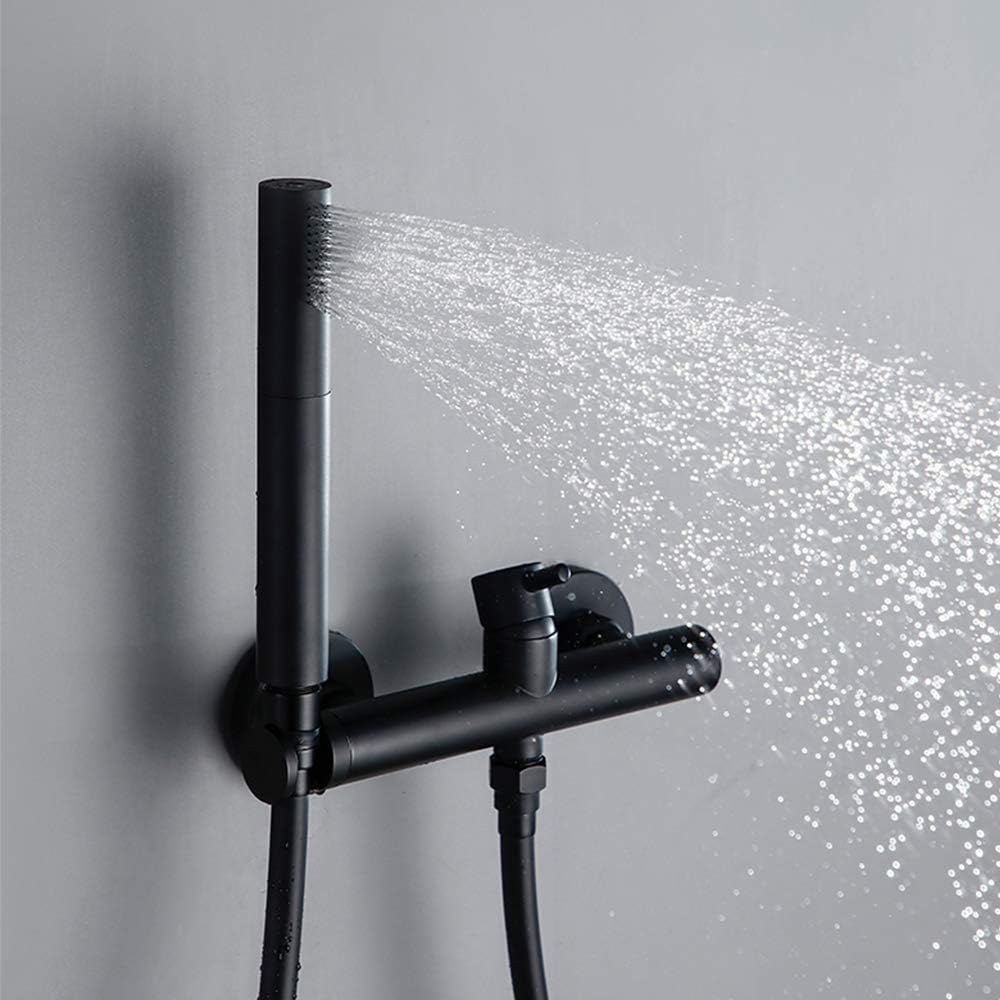 Matte Black Bathroom Shower Set Bathroom Brass Wall Mounted Faucet Wall 2 Ways Shower Handheld Spray Sets