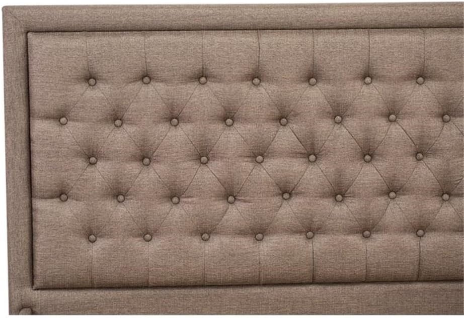 East West Furniture KD18K-1HI07 2 Piece Wood Bedroom Set - 1 King Platform Bed Frame Brown Linen Fabric Padded and Button Tufted Headboard with 1 Nightstand - Distressed Jacobean Finish Nightstand