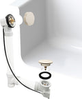 Westbrass A50P45-65 45' SCH. 40 PVC Cable Driven Bath Drain Trim Kit with Rotary Overflow Cover Knob and Pop-Up Stopper, Biscuit