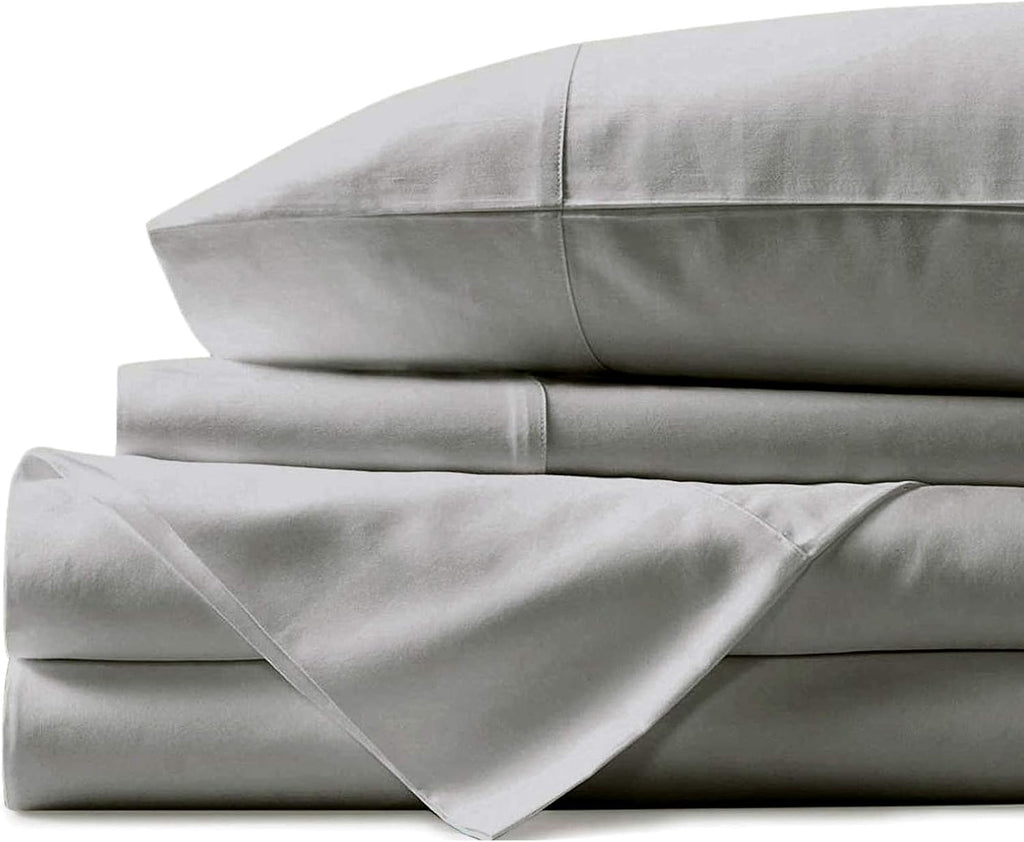 4 Piece Sheet Set- Cotton 1000 Thread Count - Luxury Bedding Set Fits Up to 15 Inches Deep Pocket - 4 Piece Sheet Set (Queen Size, Silver Grey)