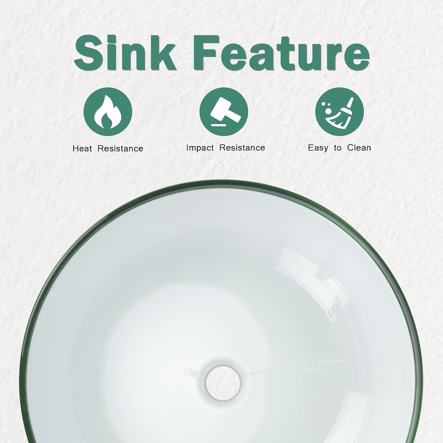 Design Vessel Sink Bathroom Sink above counter Small Vessel Sink Bathroom Sink Bowl Countertop Modern Sinks with faucet and drain combo 16.5' Round Transparent New