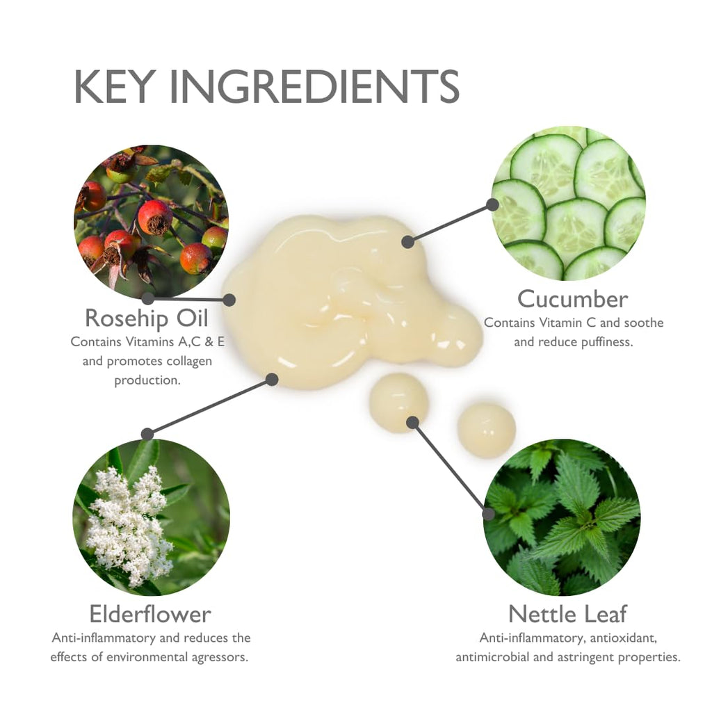 Rhug Wild Beauty - Nourishing Eye Cream with Elderflower | Hydrating Under Eye Moisturizer | 15ml | Made in the UK