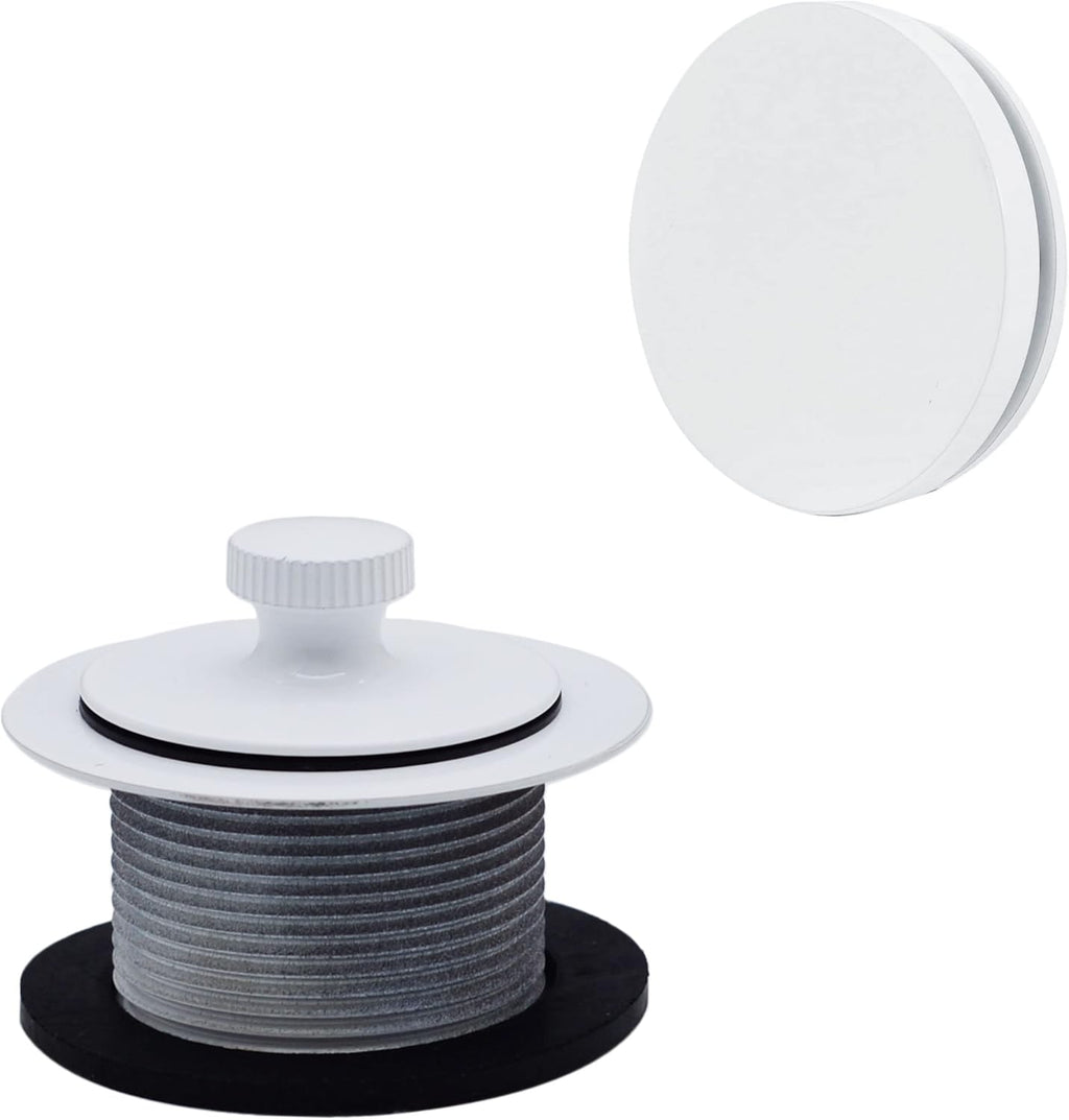 Westbrass A321H-50 14' Brass Bath Waste & Overflow Assembly with Twist & Close Drain Plug and Illusionary Faceplate, Powder Coat White