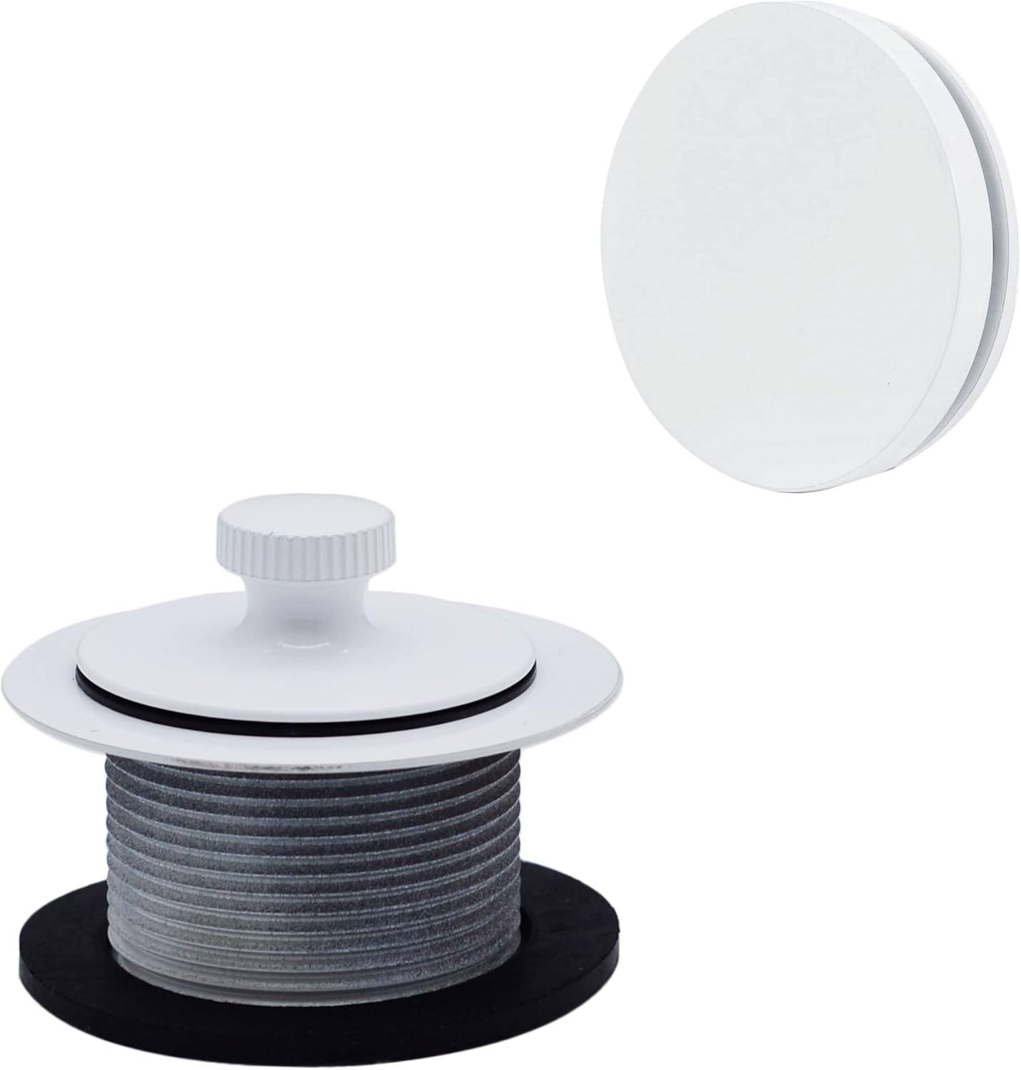Westbrass A321H-50 14' Brass Bath Waste & Overflow Assembly with Twist & Close Drain Plug and Illusionary Faceplate, Powder Coat White