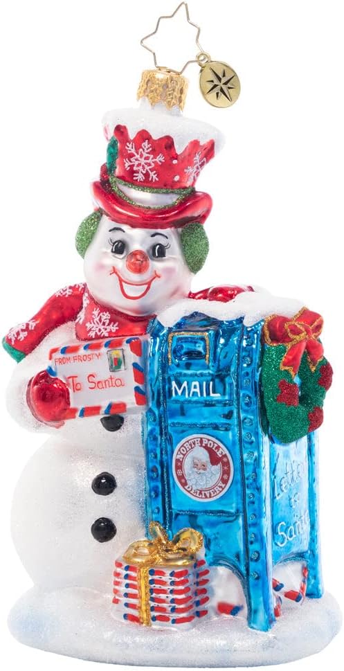 Christopher Radko Hand-Crafted European Glass Christmas Tree Decorative Ornament, Frosty Letter Delivery