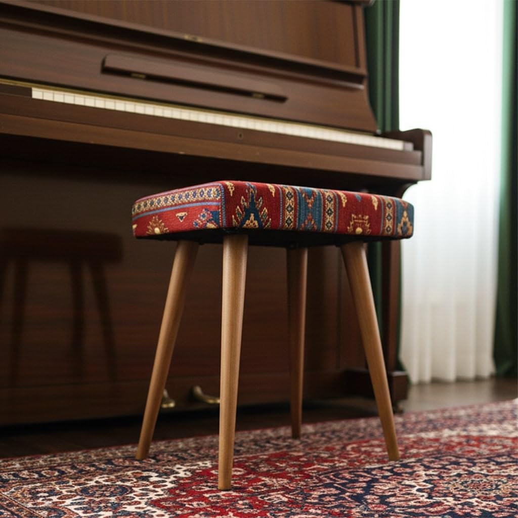 Ultimate Premium Products Vanity Stool with Ottoman Foot Rest – Small Foot Stool for Bedroom, Entryway & Piano Bench – Stylish and Functional Ottoman for Home Decor