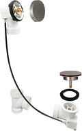 Westbrass D50P27SRE-07 27' Cable Drive Bathtub Drain Trim with Rotary Overflow Cover Knob, Pop-Up Stopper Sch. 40 PVC Fittings, Satin Nickel
