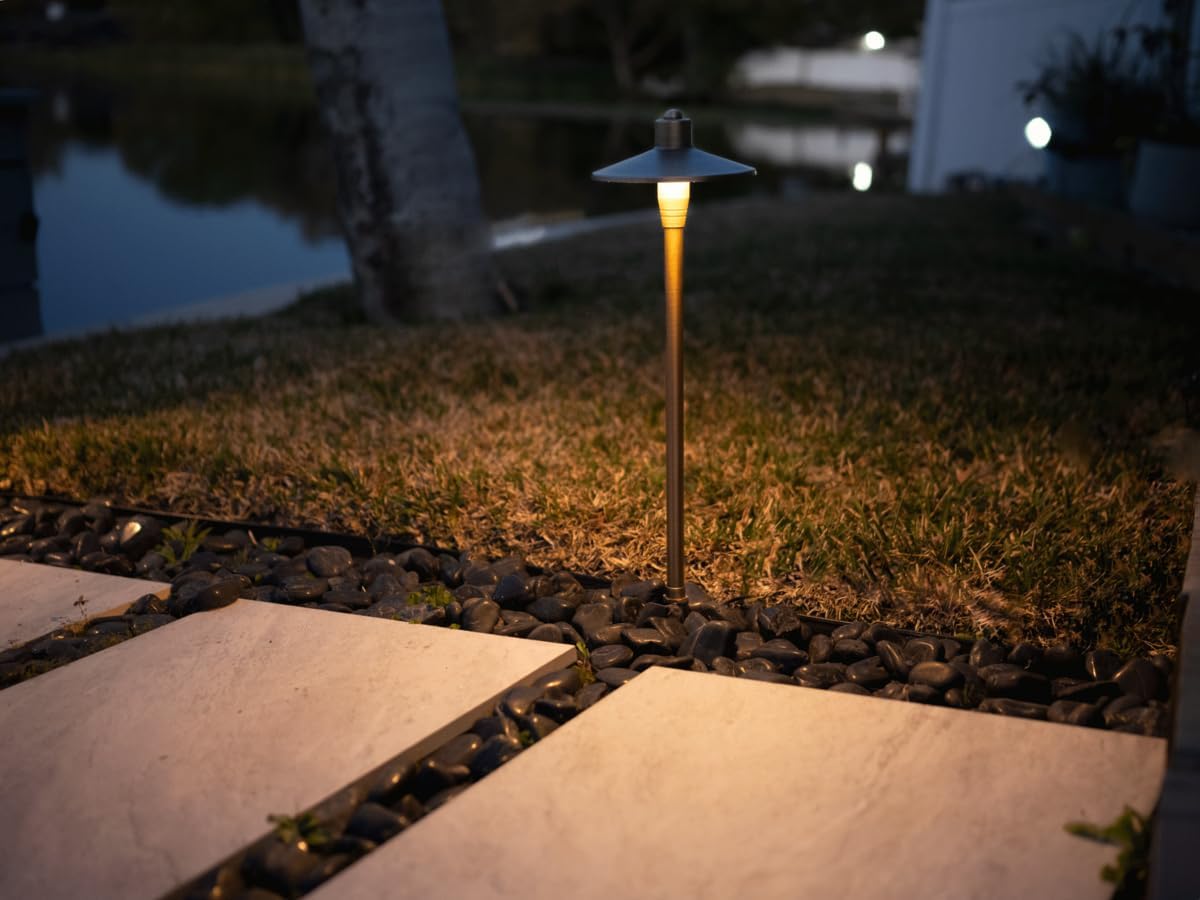 12V Brass LED Landscape Lighting Kit (6 Outdoor Spotlights, 2 Path Lights) with 100W Low Voltage Transformer for House, Yard, Lawn, Pathway, Walkway, Garden, Driveway or Patio