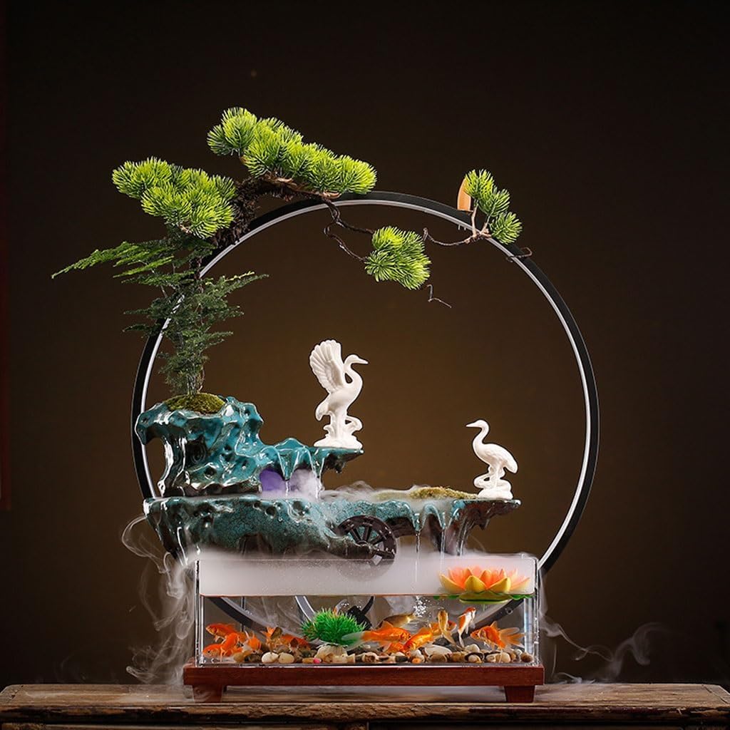 Waterfall Fountain Indoor Simple Home Fountain Fish Tank Water Ornaments Ecological Study Desk Decoration Table Top Water