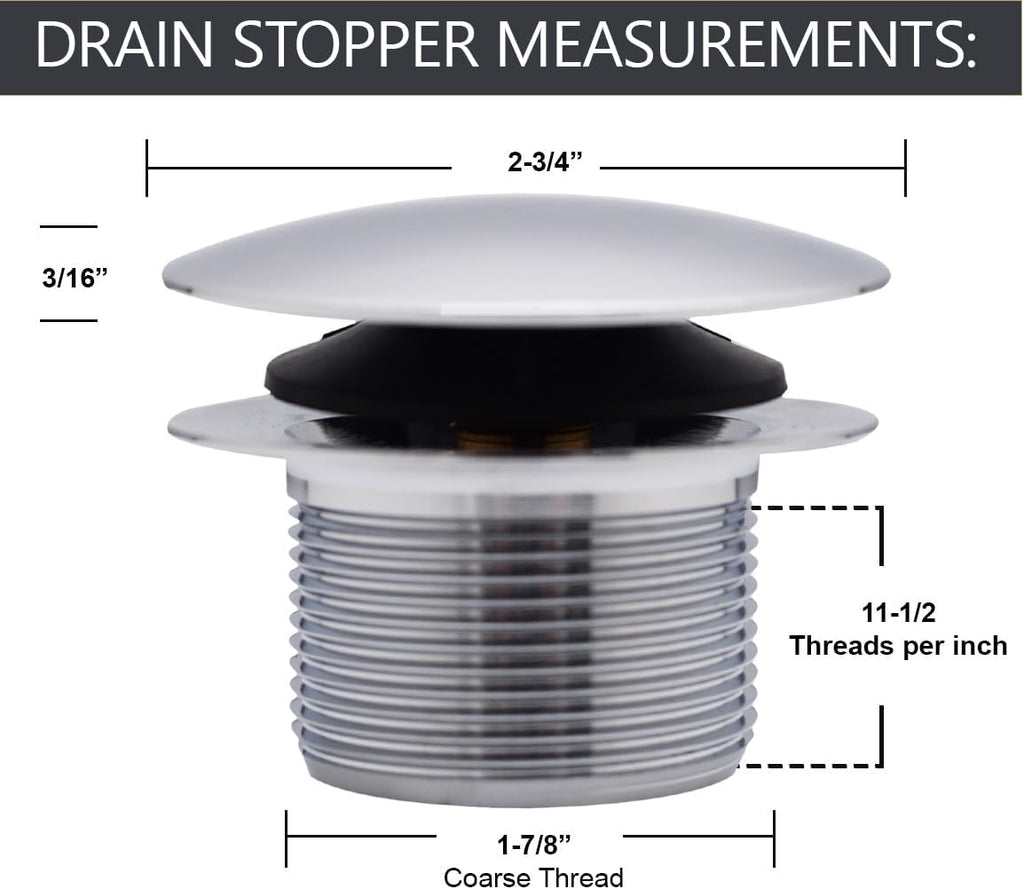 Westbrass D398R-50-26 1-1/2' NPSM Coarse Thread Mushroom Tip-Toe Bathtub Drain Stopper, Polished Chrome (50-Pack)