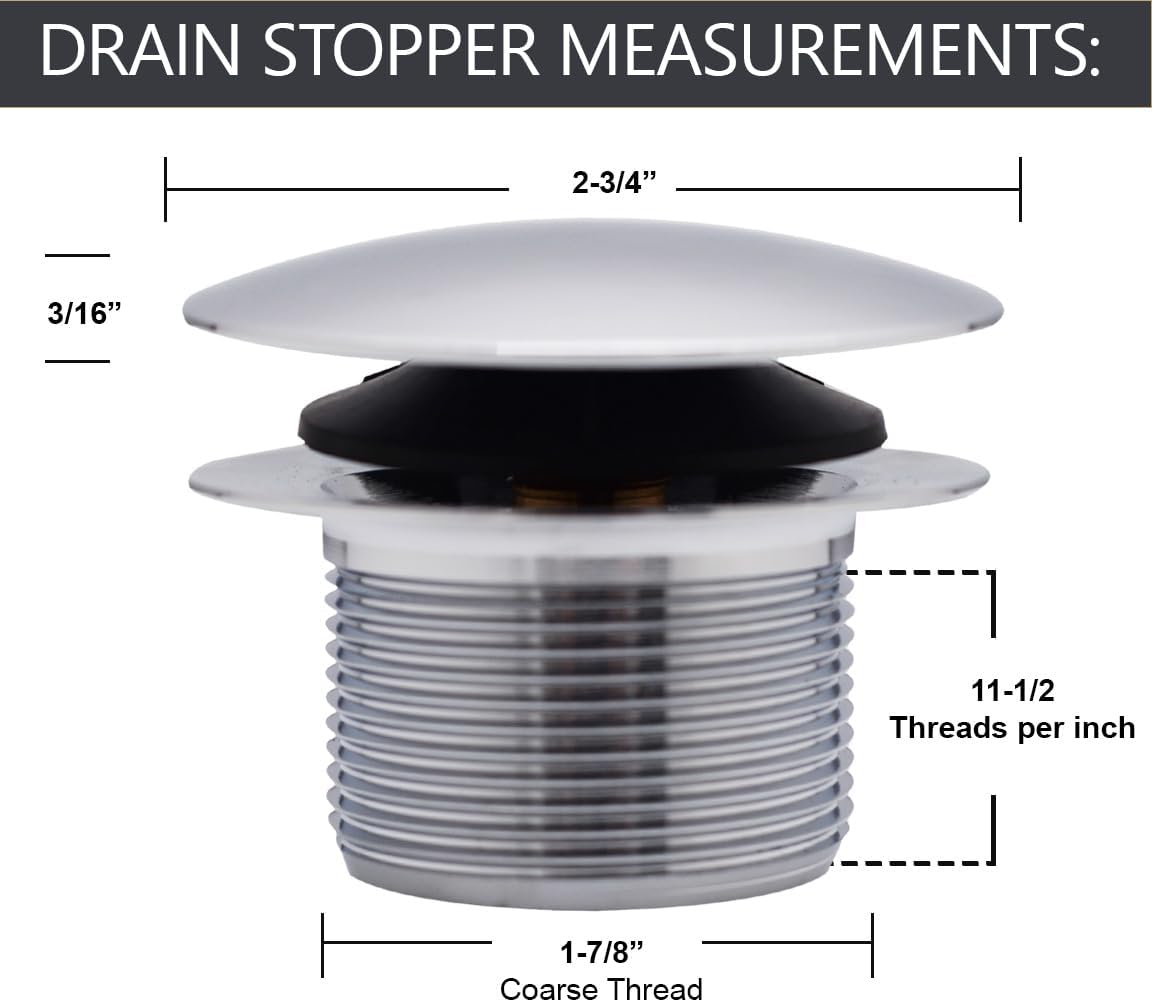 Westbrass D398R-50-26 1-1/2' NPSM Coarse Thread Mushroom Tip-Toe Bathtub Drain Stopper, Polished Chrome (50-Pack)