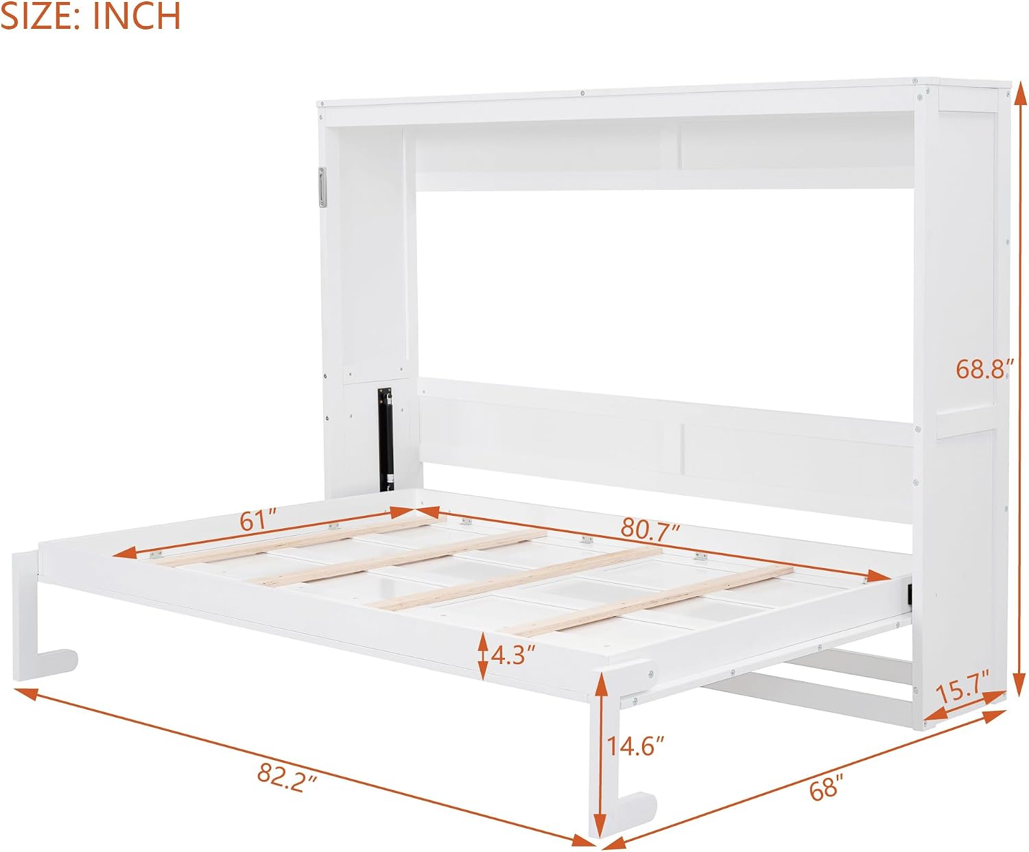 Merax Modern Farmhouse Solid Wood Murphy Bed Chest/Space Saving/Wood Slat Support/Queen,White