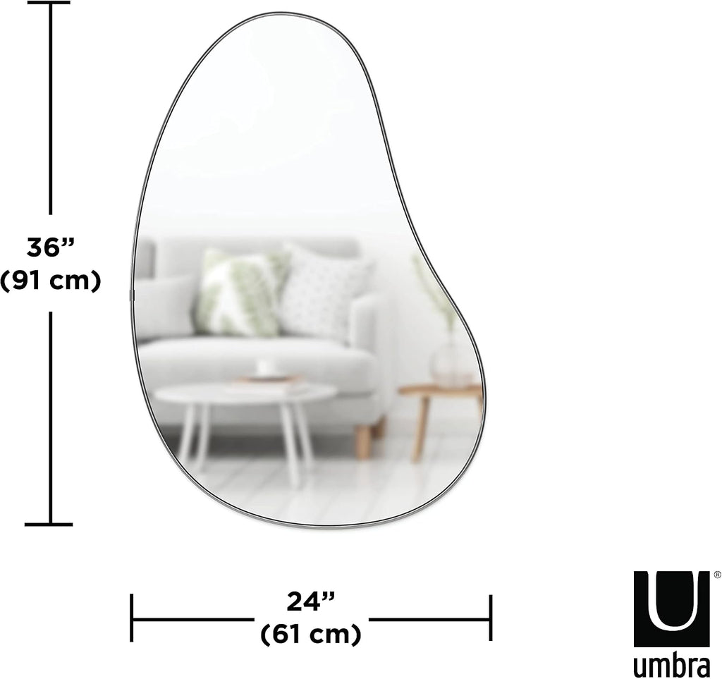 Umbra Pebble Wall Mirror 24x36' Modern Design, Titanium