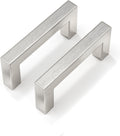 Goldenwarm 50 Pack 3-3/4 Inch Brushed Nickel Cabinet Pulls Square Drawer Handles Silver Kitchen Hardware Cupboard Dresser