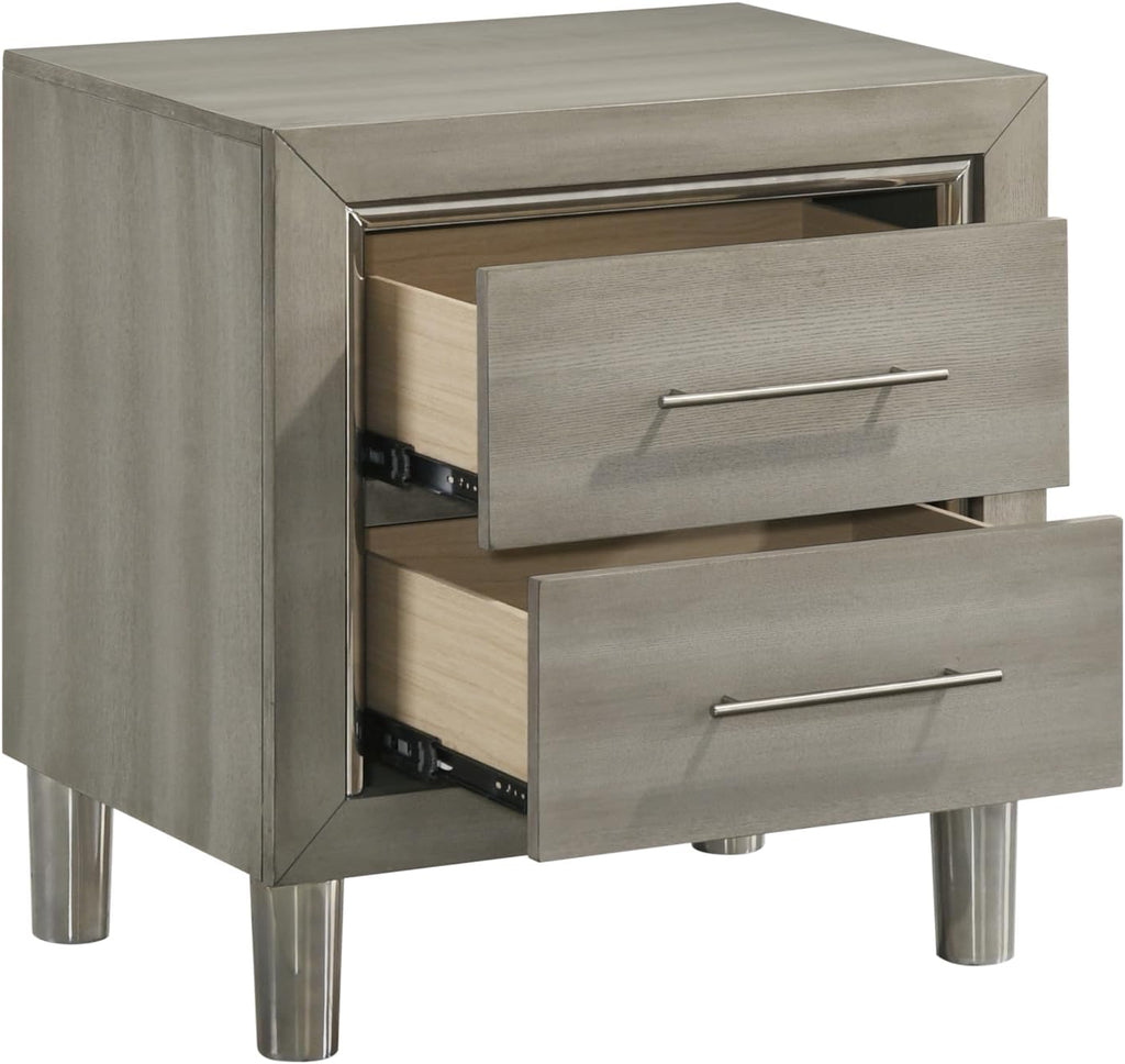 New Classic Furniture Lennox 5Pc Wood Queen Bedroom Set w 2-Nightstand, Gray