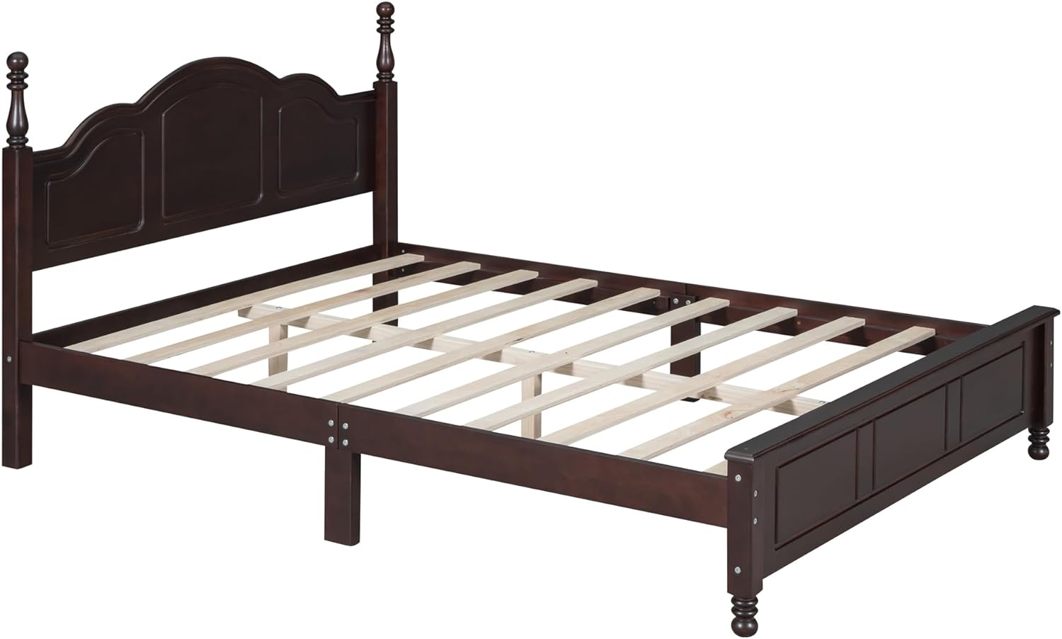 Harper & Bright Designs Queen Size Platform Bed Frame with Headboard, Mid Century Modern Bed Frame with Underbed Storage for Kids, Teens, Adults, Classic Vintage Design, Dark Walnut