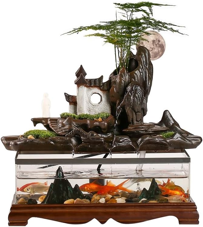 thalo Tabletop Fountains Fish Tank Water Landscape Office Home Circulation Fountain Landscaping Living Room Porch Wine Cabinet Decorative Ornaments Indoor Waterfall Feature