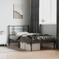 Twin Metal Bed Frame with Headboard Black 39.4'x78.7' Steel Platform Bed Frame Sturdy Underbed Storage Space for Bedroom Furniture